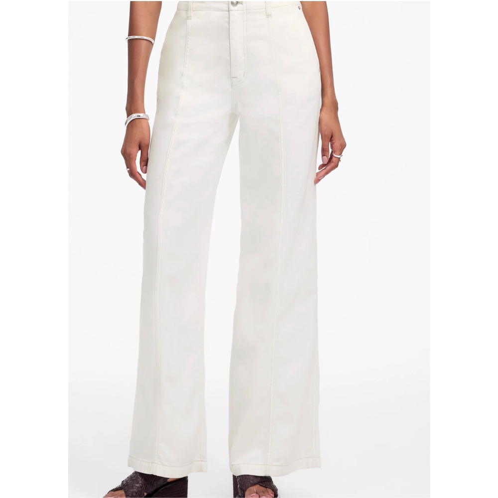 NWOT Madewell Sz 33 Wide-Sweep Trousers: Airy Denim Edition Tile White Summer